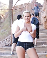 Marissa flashes outdoors